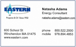 Eastern Propane & Oil business card