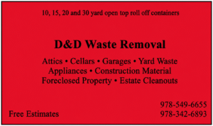 D&D Waste Removal business card