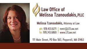 Law Office of Melissa Tzanoudakis business card